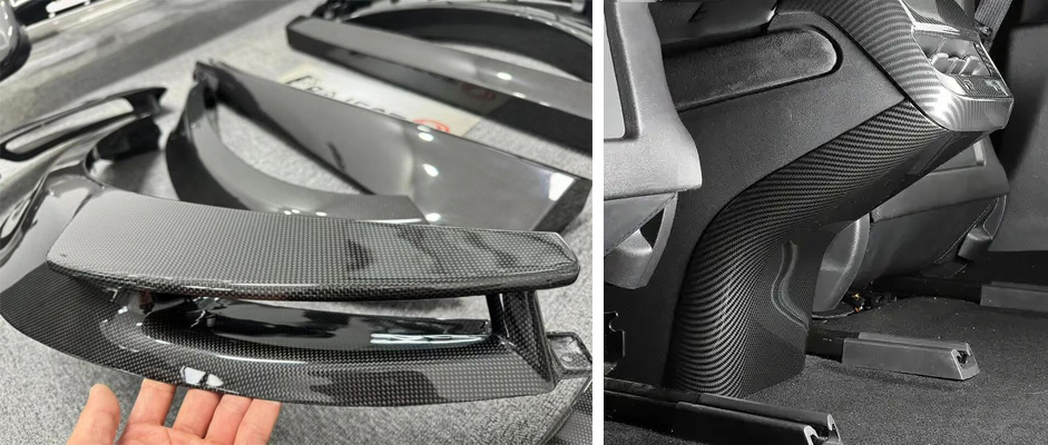 Automotive carbon fiber interior and exterior trim production process